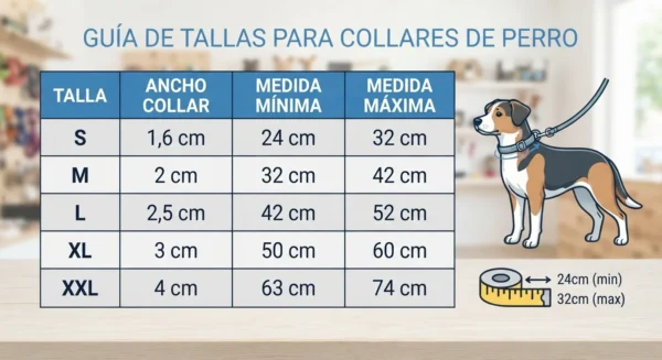 Tallas del modelo 6000 Collar de cuero para perros