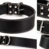 RF-6012-Collar de cuero negro_ detalles y herrajes Collar Ancho de Cuero para Perros Grandes 5 cm – Artesanal y Resistente