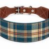 Collar Ancho para Perro en Cuero y Tela Tartán Roja – Artesanal PontepielTaller