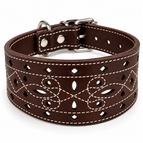 Collar Artesanal de Cuero para Galgo Picado – Modelo Alhambra