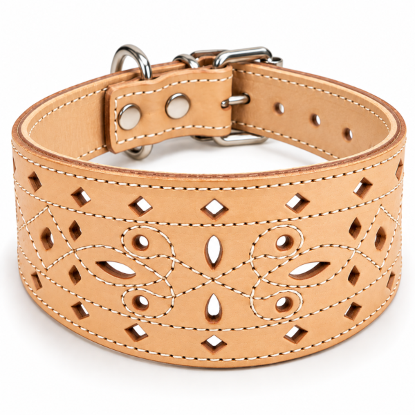 Collar Artesanal de Cuero para Galgo Picado – Modelo Alhambra