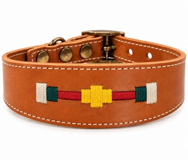 RF-6018-COLLAR-COSIDO ARGENTINO-CUERO-1 Collar para Galgo de Cuero Artesanal Argentino – Herrajes Oro Viejo