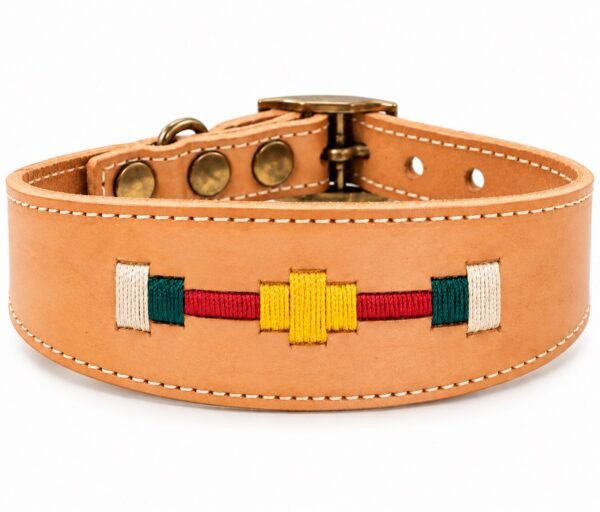 RF-6018-COLLAR-COSIDO ARGENTINO-NATURAL-1 Collar para Galgo de Cuero Artesanal Argentino – Herrajes Oro Viejo