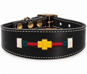RF-6018-COLLAR-COSIDO ARGENTINO-NEGRO-1 Collar para Galgo de Cuero Artesanal Argentino – Herrajes Oro Viejo