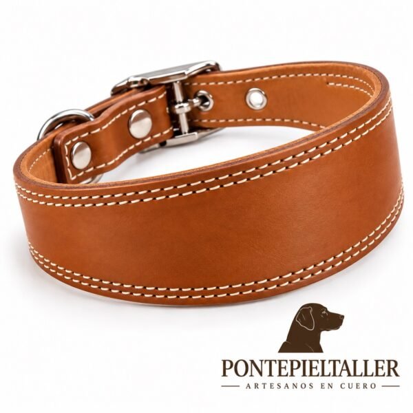 RF-6022-GALGO-LISO-FORRO-CUERRO-1 Collar Galguero Ancho de Cuero Artesanal – Hecho a Mano en España