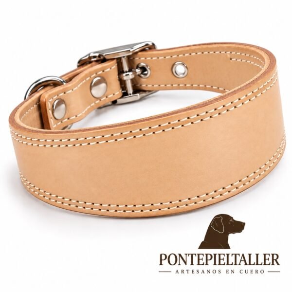 RF-6022-GALGO-LISO-FORRO-NATURAL-1 Collar Galguero Ancho de Cuero Artesanal – Hecho a Mano en España